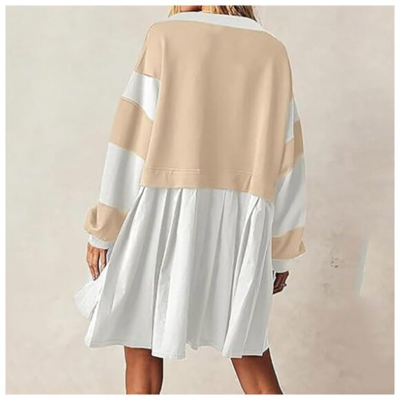 **Saukole** Oversized Casual Sweatshirt Patchwork Dress Small NWT - Picture 2 of 6